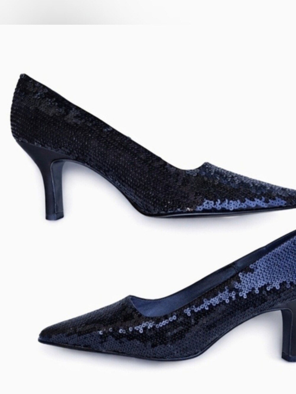 Valerie Stevens Black Sequin Heels 7.5  Sparkly Evening Pumps Party Wedding Glam